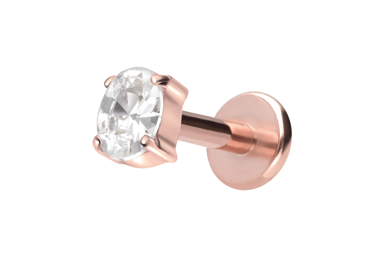 Titan Labret Piercing mit Innengewinde EINGEFASSTES KRISTALLOVAL